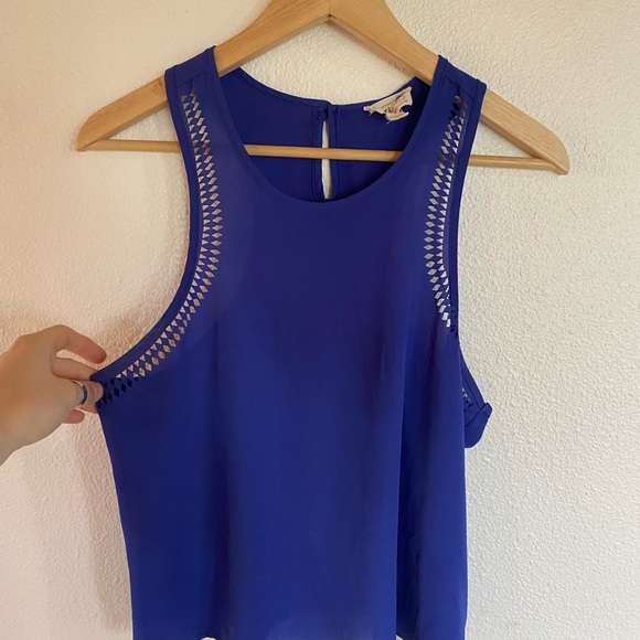 PacSun LA Hearts Cobalt Blue Cutout Racerback Tank Blouse, L - Picture 2 of 3